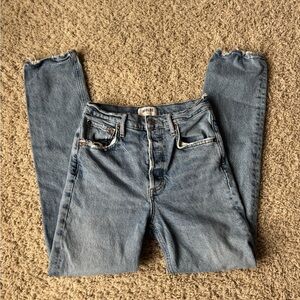 Agolde Women's Classic Lightly DistressedStraight Leg Jeans in Light Blue